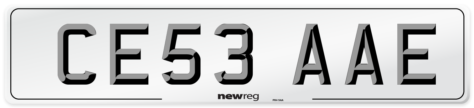 CE53 AAE Number Plate from New Reg